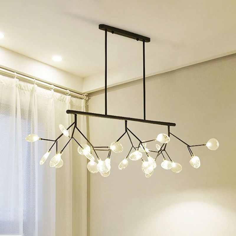 Postmodern Bubble Chandelier Lamp Clear Glass 27 Heads Dining Room Hanging Light Kit in Black/Gold