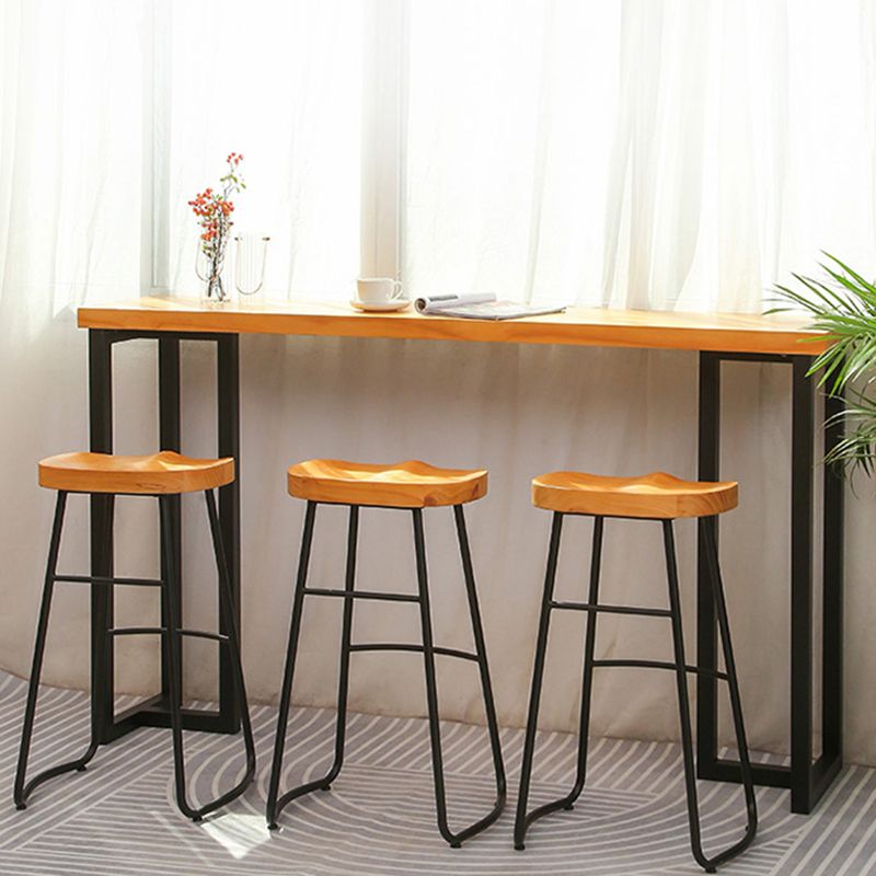 Rectangular Bar Height Table Black Legs and Metal Base Bar Table for Living Room