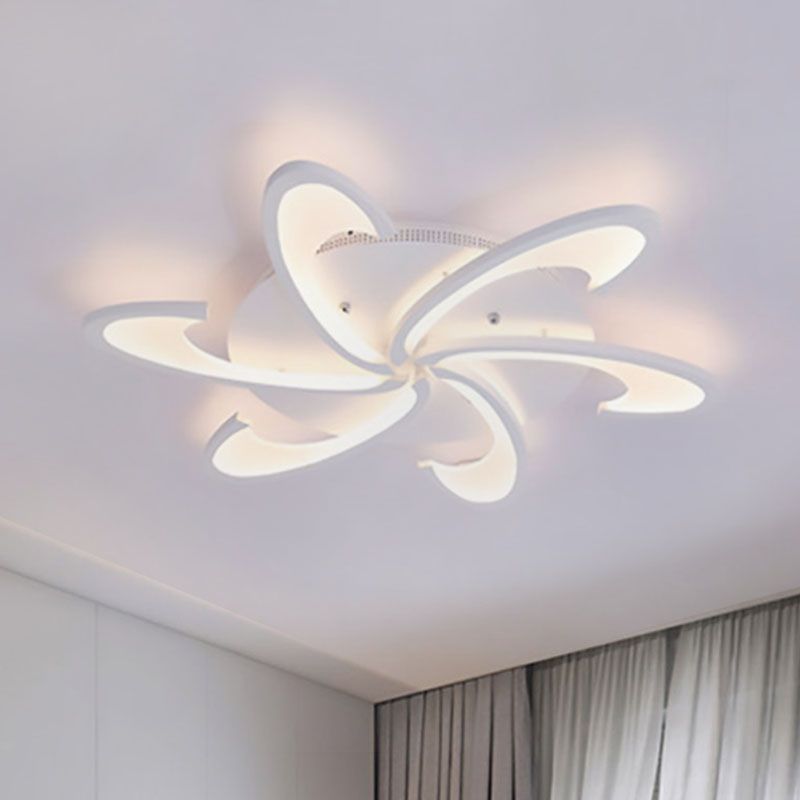 Windmill Flush Ceiling Light Fixture Modern Acrylic 3/6/12-Light Living Room Flushmount Lighting in Warm/White/Natural Light