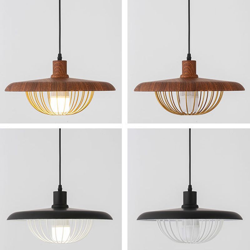 Stile moderno a sospensione a ciondolo a filo lampada gabbia giù per il ciondolo di illuminazione con tonalità metallica