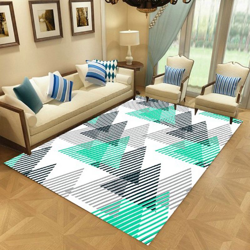 Nordic Living Room Rug Multi-Color Geometric Indoor Rug Synthetics Anti-Slip Backing Machine Washable Area Carpet