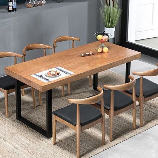 Industrial 1/2/5/7 Pieces Rectangle Dining Set Solid Wood Dining Table with Chairs