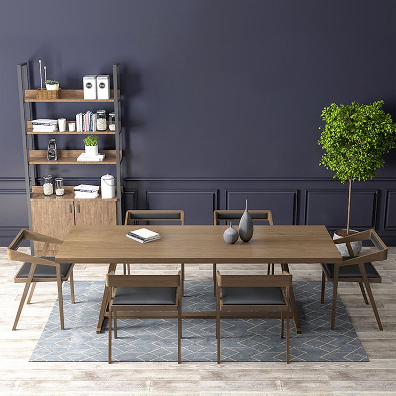 Brown Wood Dining Set with Wooden Chairs 1/2/5/7 Pieces Dinette Set for Home