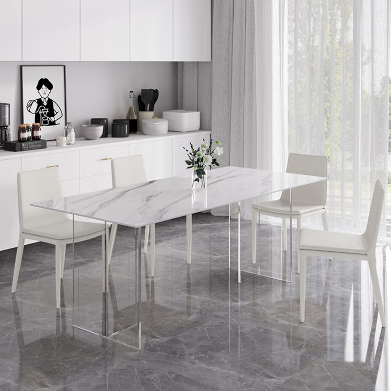 Modern 1/4/5/7 Pieces Dining Table Rectangle Stone Furniture in White