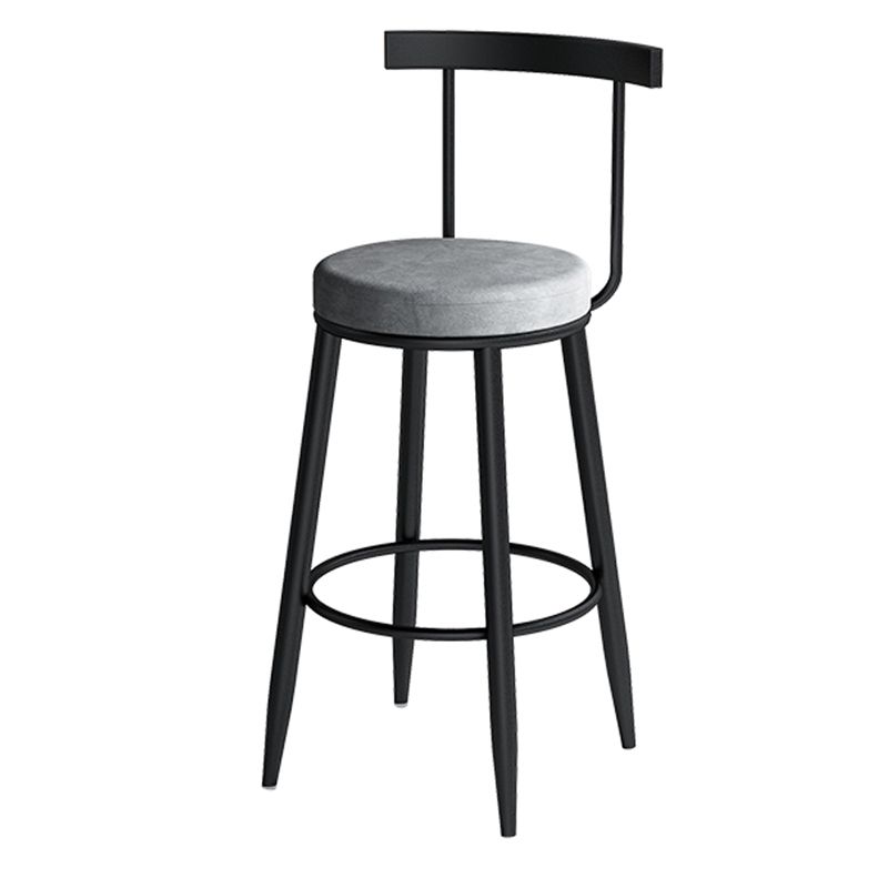 Modern Armless Backrest Counter Stool Iron Cafe Bar Stool with Velvet Cushion