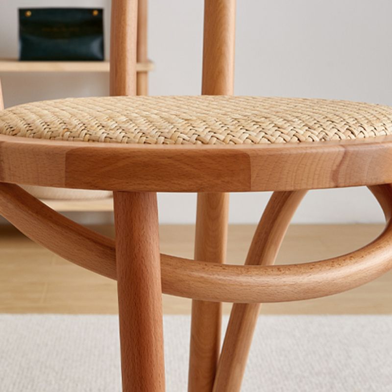 Tropische stijl hout dineren armloze stoel rattan patio eetstoel stoel