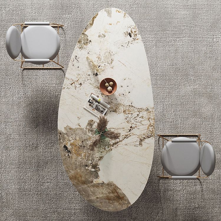 Metal Traditional Luxury Oval Indoor Table Marble Top Table with 3 Legs