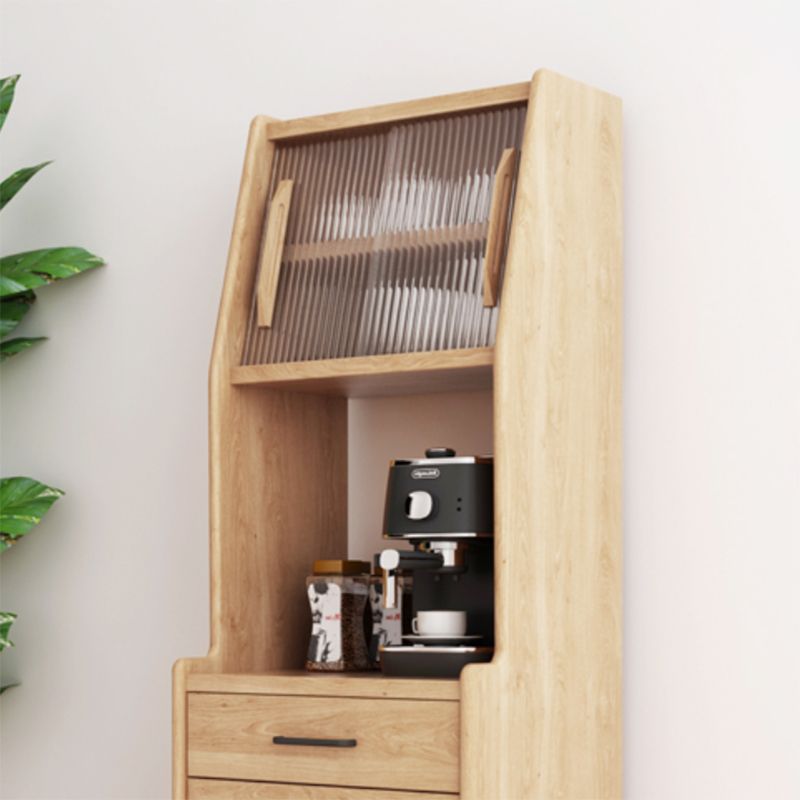 Pine Contemporary Storage Cabinet Glass Doors Dining Hutch with Drawers