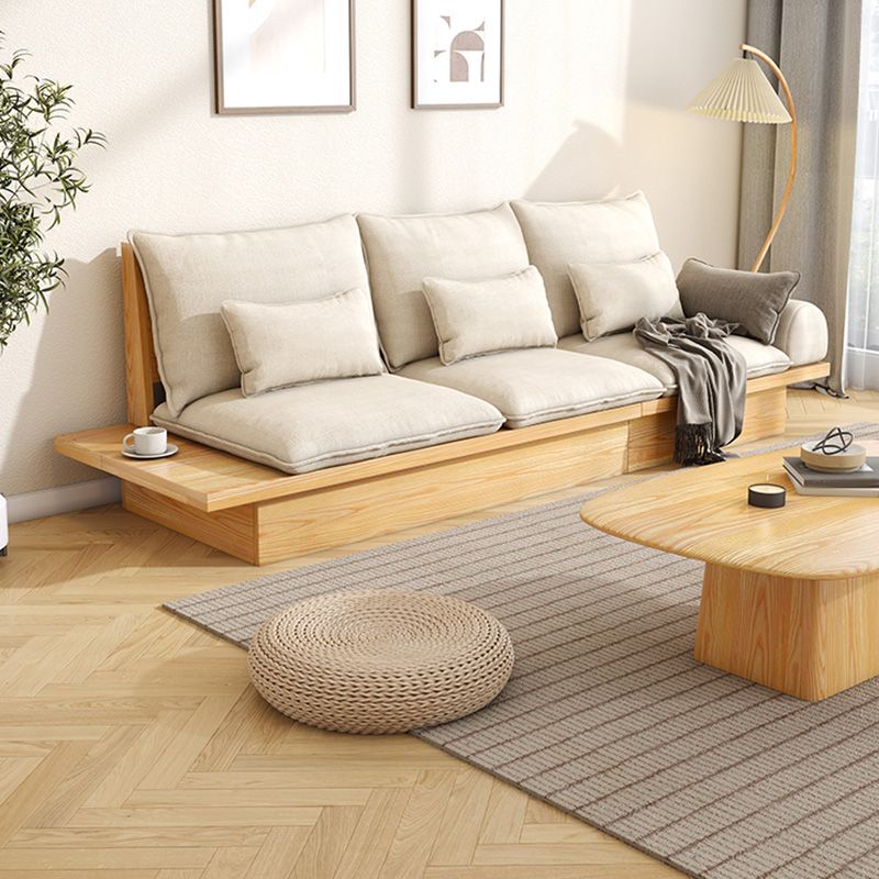 Scandinavian Fabric Living Room Sofa Loose Back White Seating