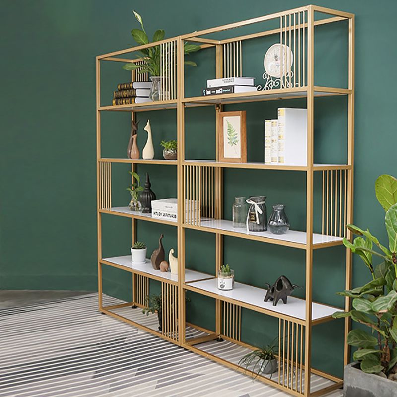 Gold Metal Shelf Bookcase Glam Open Shelf Shelves Included Bookcase Vertical