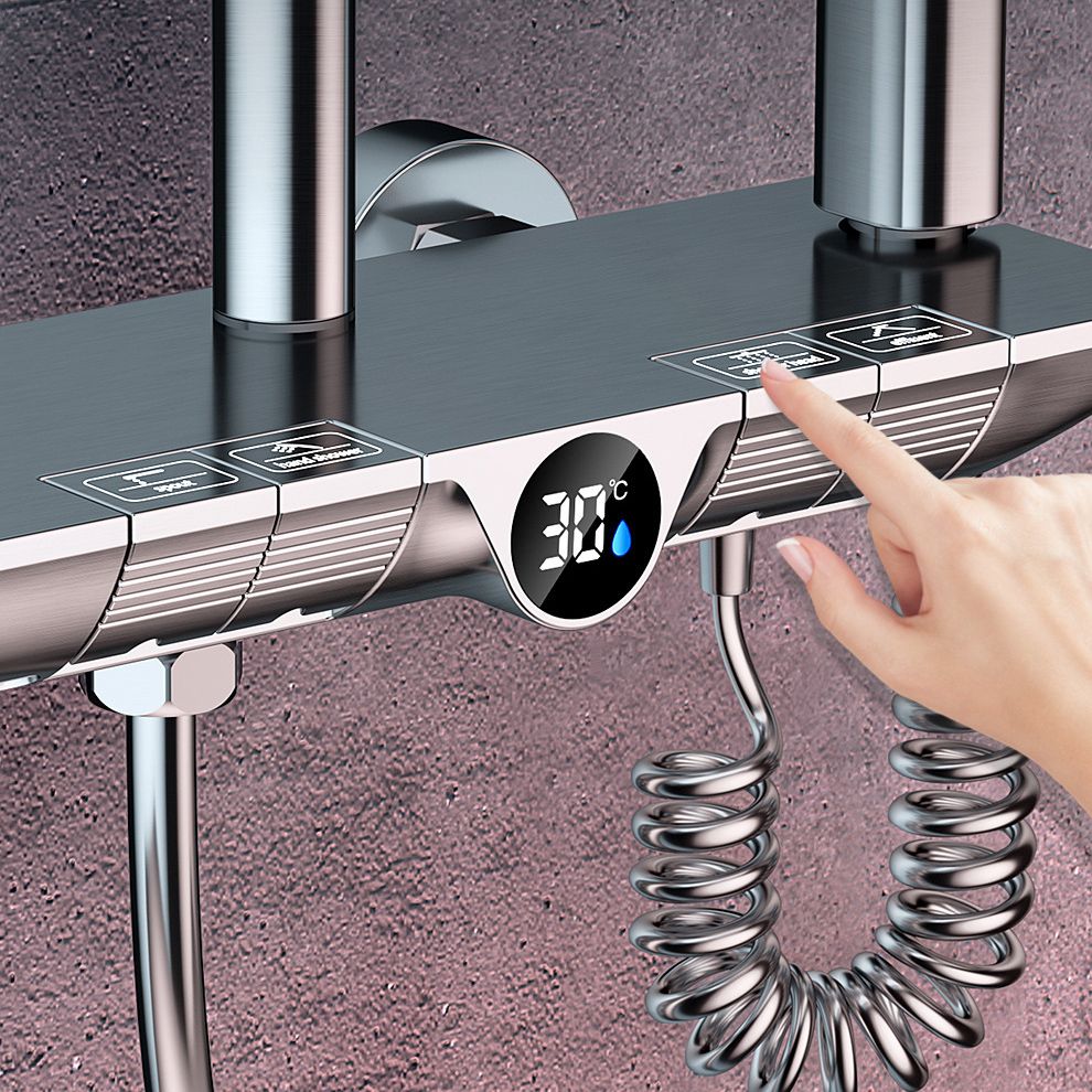 Brass Wall Mounted Shower Combo Adjustable Spray Pattern Shower System