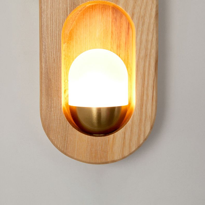 Luces de apliques de pared en forma de bola de estilo contemporáneo madera 1 lámpara de luz liviana