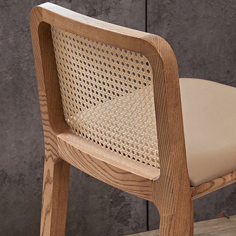 Solid Wood Dining Stools Faux Leather Bar Stools with Footrest