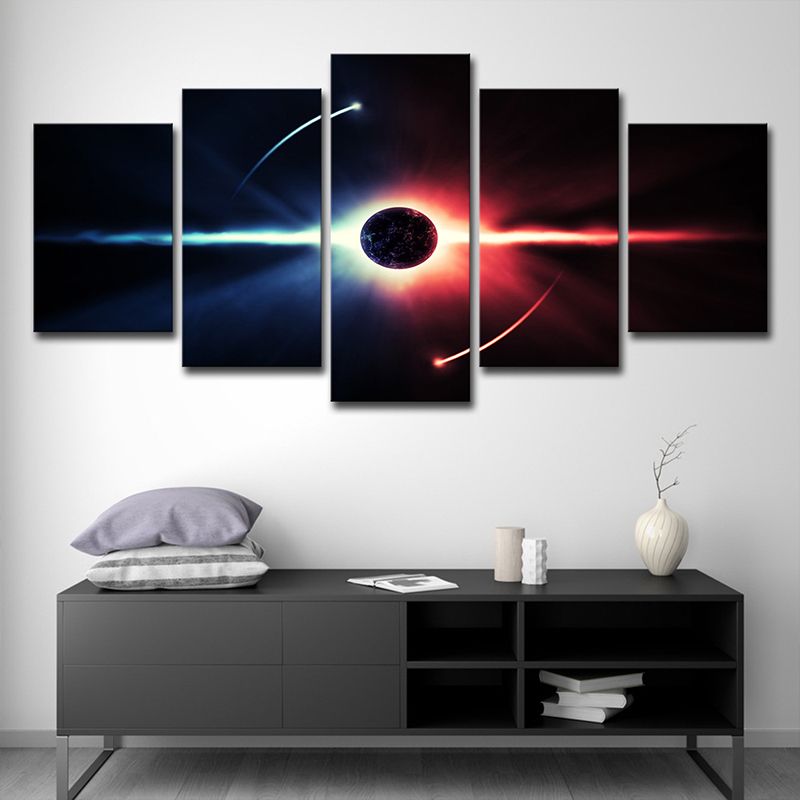 Black Sci-Fi Canvas Art Digital Print Cosmos Eclipse Wall Decor for House Interior