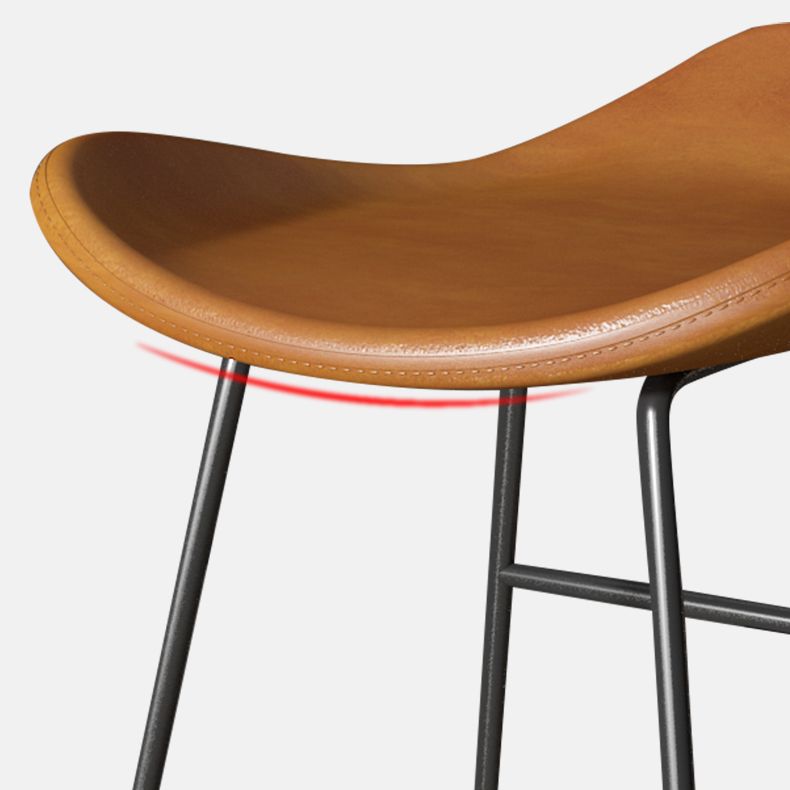 Contemporary Faux Leather Armless Bar Stools with Metal Base