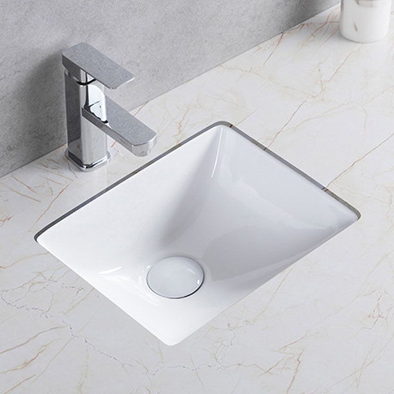 Modern Undermount Vanity Sink Round Porcelain with Pop-Up Drain Bathroom Sink Only