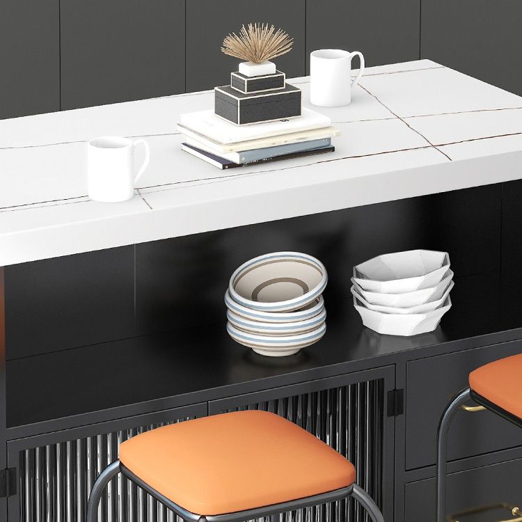 Home Dining Kitchen Island Table Modern Rectangular Prep Table with Casters