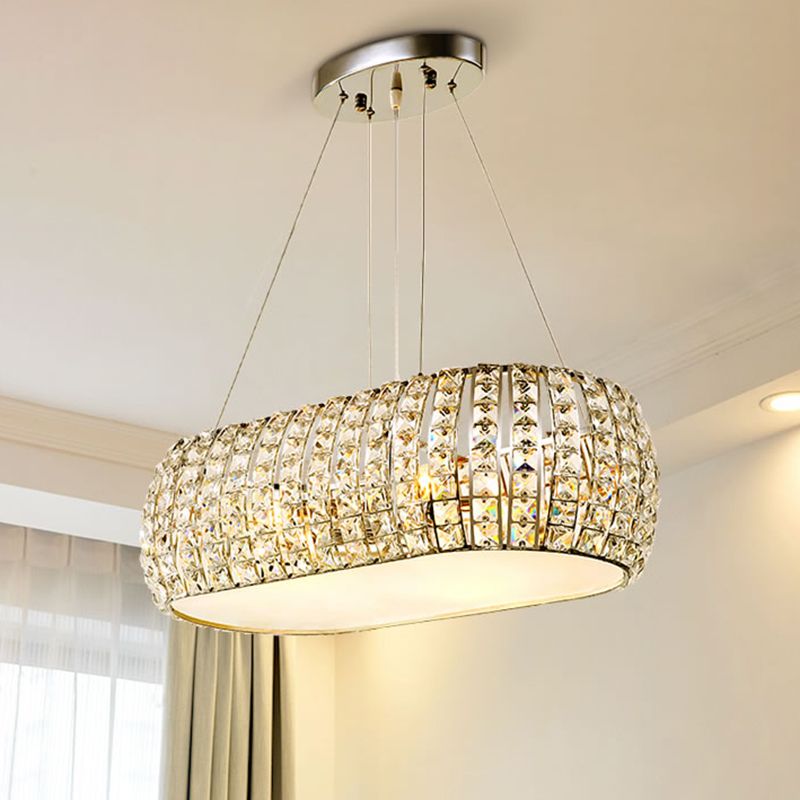 Láser Corte de lámpara de techo tradición Clear Crystal 6 cabezas de oro suspensión Luz