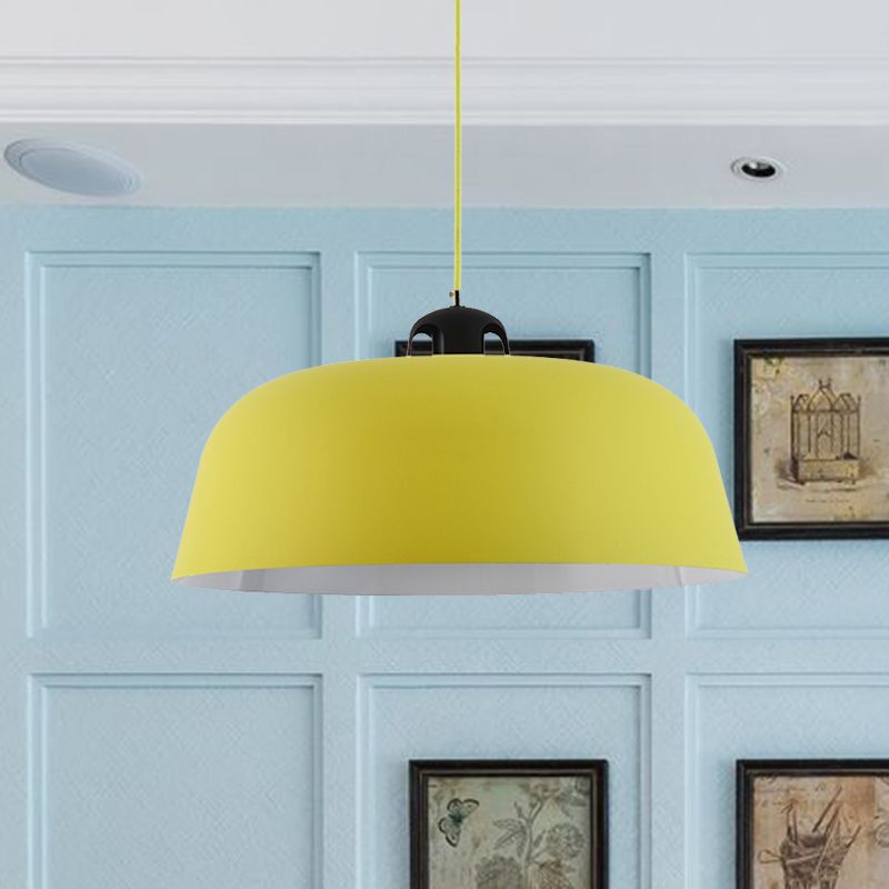Luce a sospensione a forma di barattolo macaron fienile 1 lampada a soffitto in metallo chiaro in blu/verde/giallo/rosa per bagno in camera infermieristica