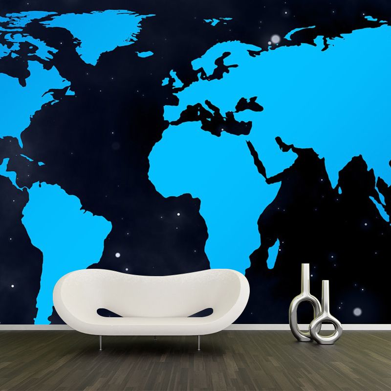 Modern Map Pattern Mildew Wall Mural Horizontalt for Living Room