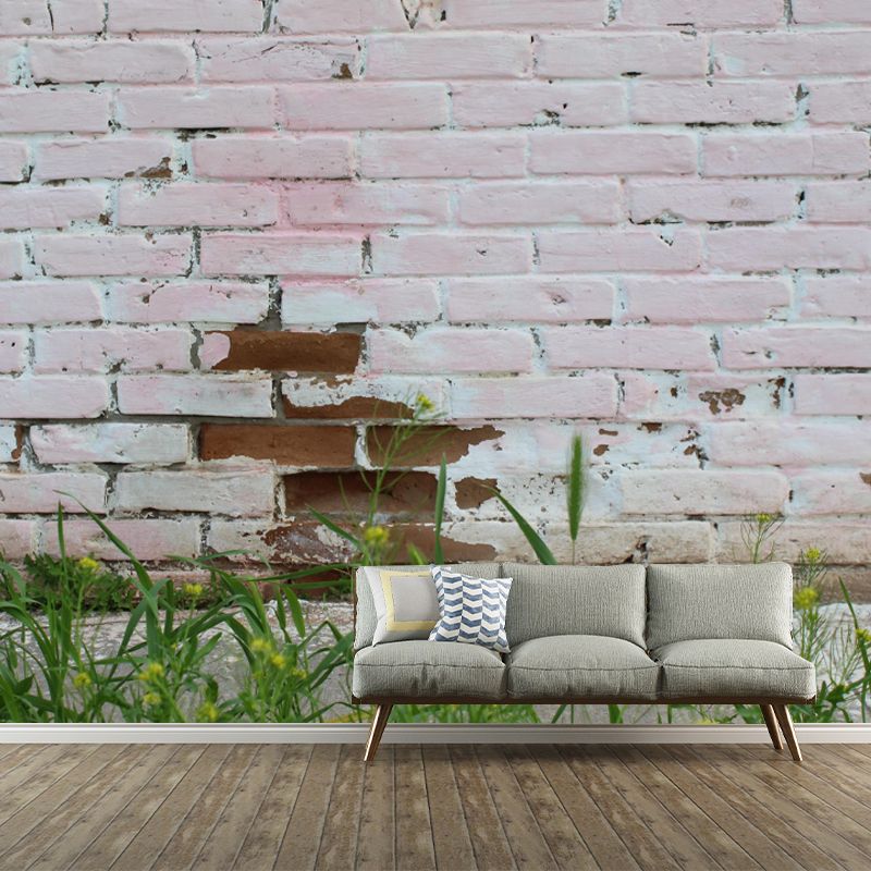 Soft Coor Brick Wall Mural Industrial Wallpaper Whole Wall Decor for Living Room