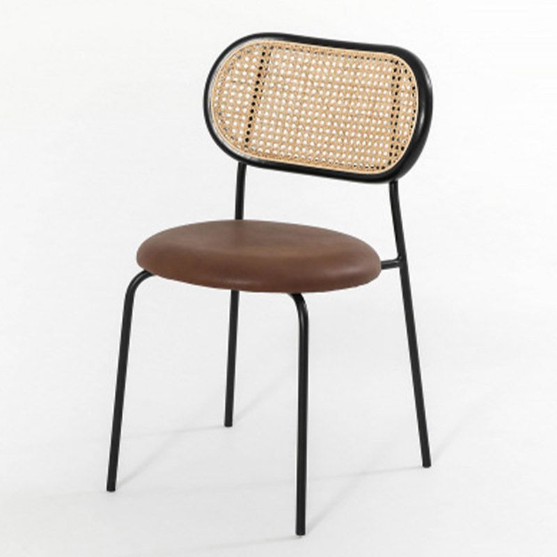 Faux Leather Side Chair Nordic Open Back Side Chair for Home