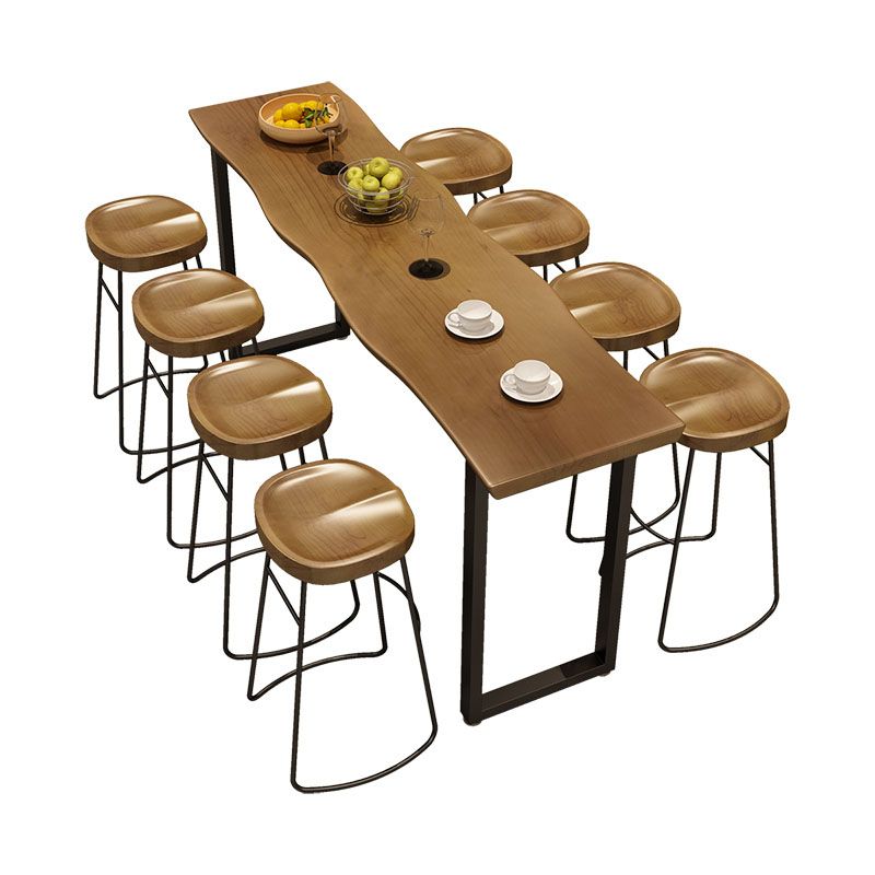 1/9 Pieces Modern Rectangular Bistro Table Set Wooden Counter Table with Backless Stools