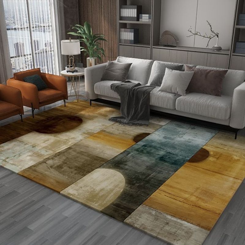 Green Graphic Rug Polyester Casual Indoor Rug Washable Rug for Living Room