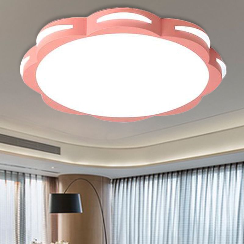 Bedroom Ceiling Lighting LED, Macaron Flush Mount Light with Acrylic Floral Shade for Girls