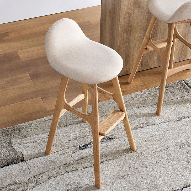 Ash Solid Wood Frame Armless Bar Stool Indoor Upholstered Bar Stool