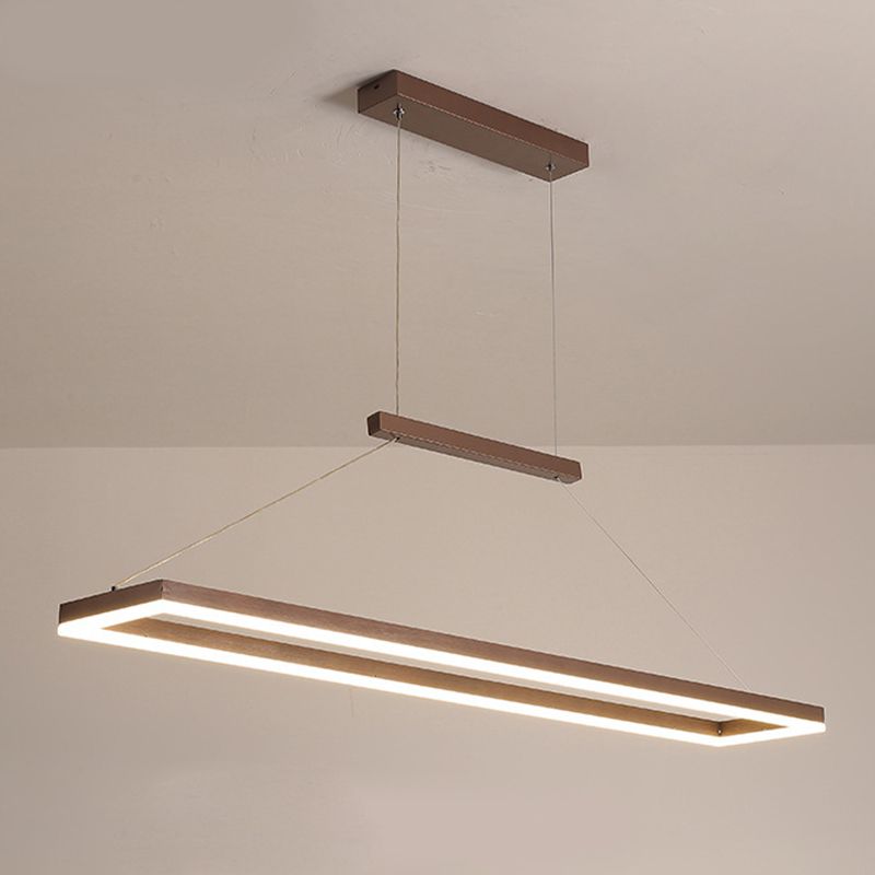 Minimalist Dining Room Island Lamp Aluminum Rectangular LED Pendant Light Fixture