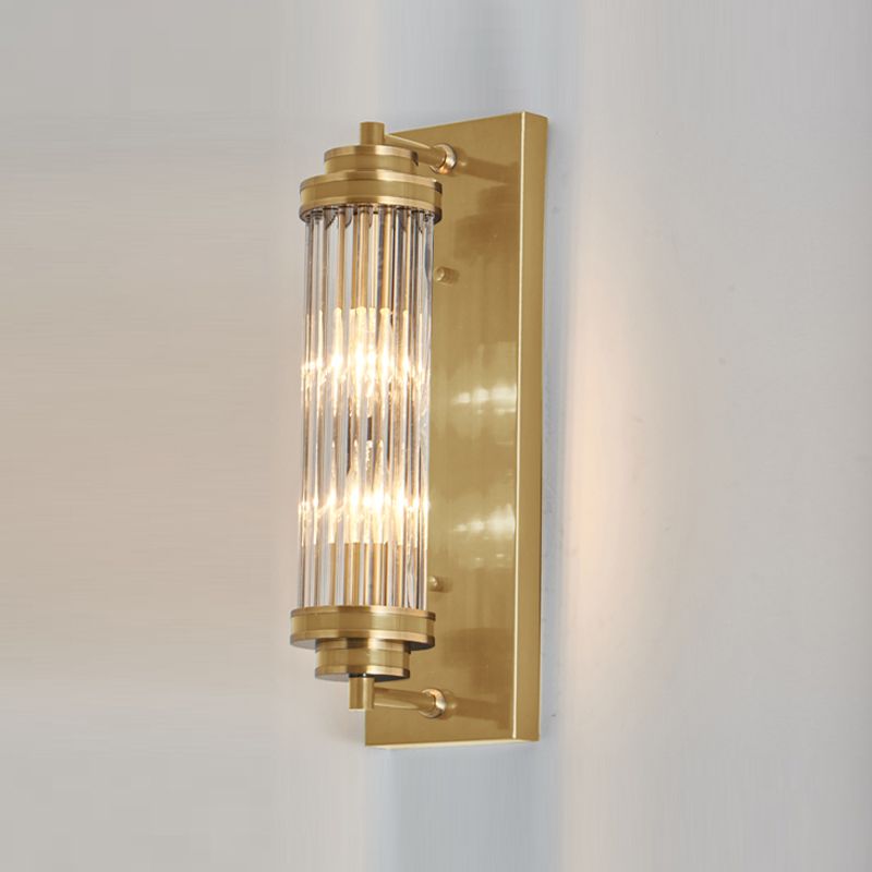 Modern Style Cylinder Shape Wall Light Crystal 2 Light Sconces for Bedroom