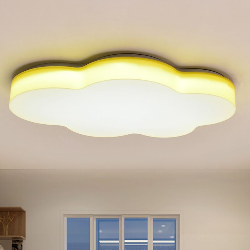 Acrylic Cloud-Shape Ceiling Mounted Fixture Cartoon LED Flushmount Lighting in White/Red/Yellow for Kids Room