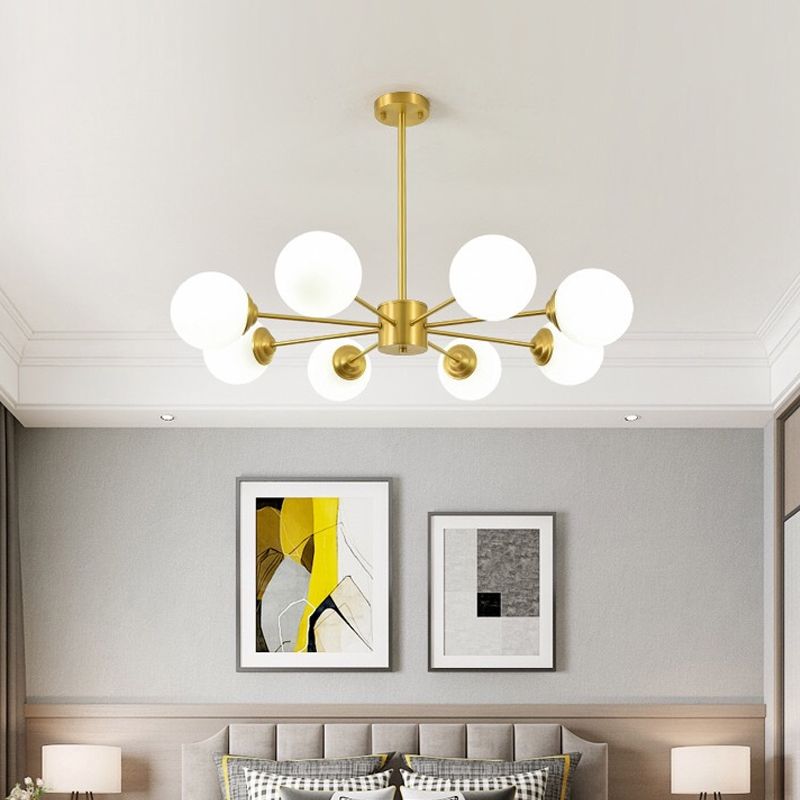 Globe Chandelier Light Fixtures Multi-Head Gold Hanging Pendant Lamps for Living Room