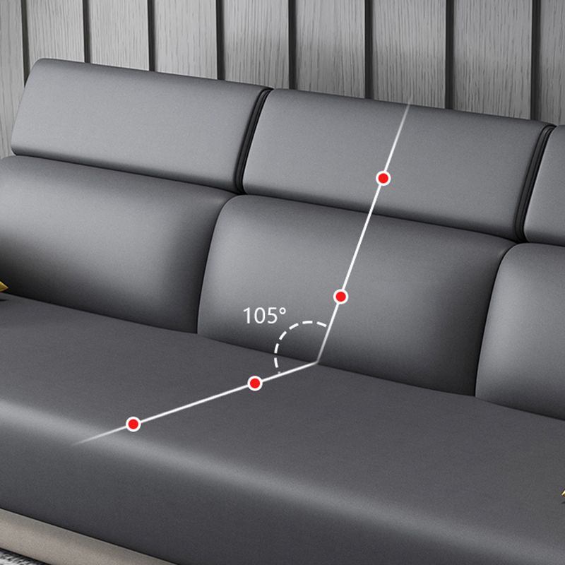 33.46 " H Faux Leather Recessed Arm Sofa & Chaise for Living Room