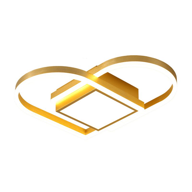 Amorevole cuore camera da letto illuminazione acrilica LED Nordic Flush Funture in oro/caffè, luce calda/bianca