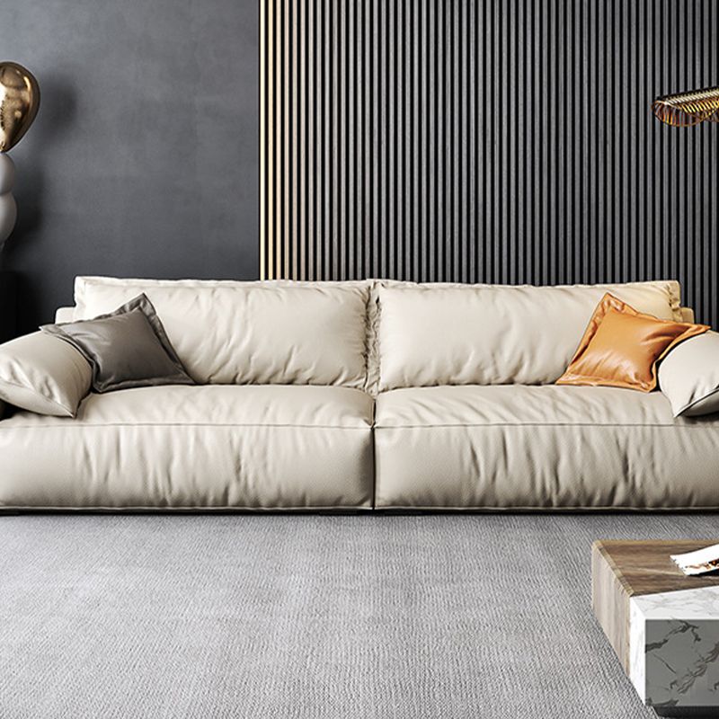 Leather Square Arm Loveseat Standard Loose Back Settee Furniture