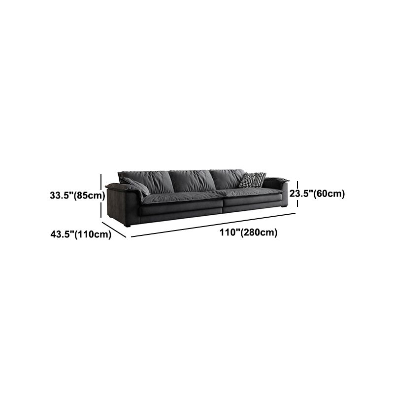 Contemporary Grey Faux Leather Sofa with Pillow Top Arm for Living Room