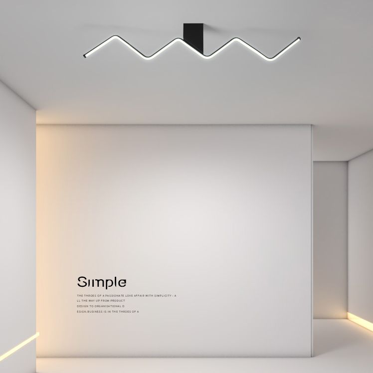 1 Light Linear Flush Mount Ceiling Light Modern Metal Ceiling Light Fixture