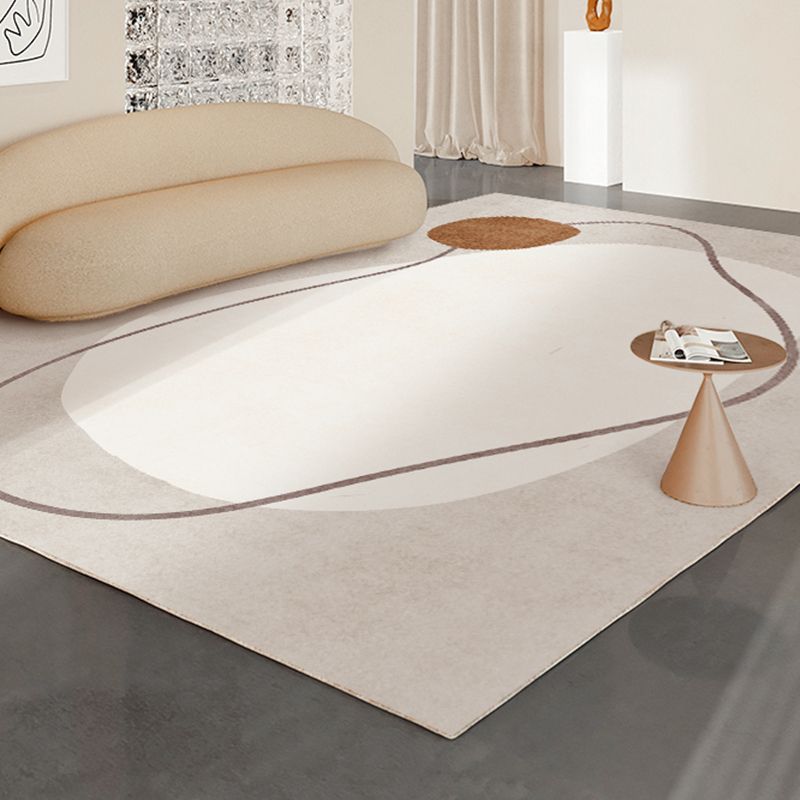 Simplicity Abstract Print Carpet Apricot Tone Polyester Rug Stain Resistant Carpet for Home Decor