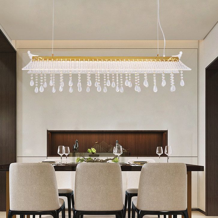 Modern Single Golden Kitchen Island Lighting LED Ceiling Light with Crystal