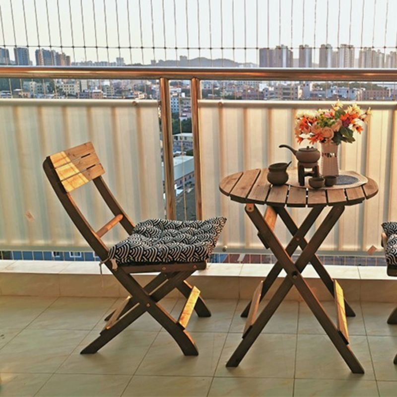 Contemporary Outdoor Chair Folding Solid Wood Open Back Dining Chair