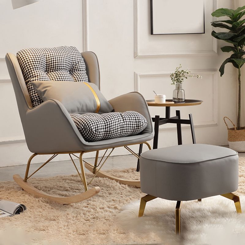 Modern Style Rocking Chair Metal Frame Doll Cotton Filling Cushion Wingback Rocker Chair