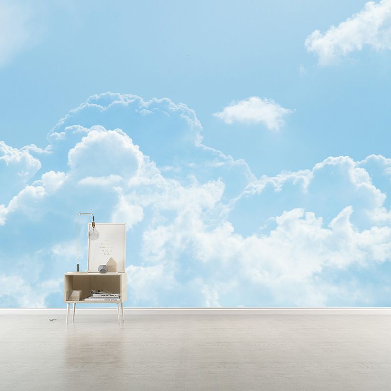 Cloud Sun Contemporary Sky Mural Mildew Resistant Wallpaper for Home Decor