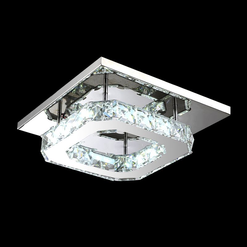 Geometrische semi-inbouwverlichting Minimalistische kristallen gang LED-inbouwarmatuur in roestvrij staal