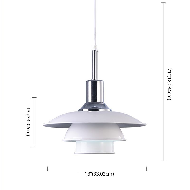 Wit metaalvliegende schotel Hangende licht 1 lichte Noordse stijl hangende lamp voor restaurant