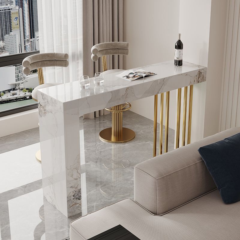 1/2/3 Pieces Glam Rectangle Sintered Stone Bar Table with High Stools