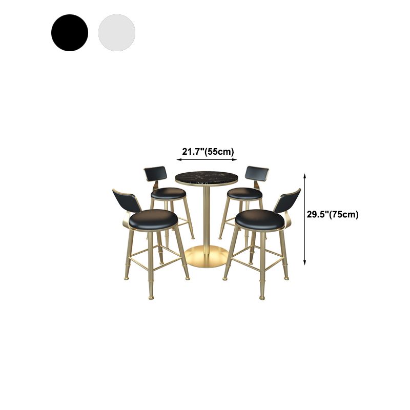 Gold Metal Pedestal Bar Table White Wood Top Bar Table for Small Places