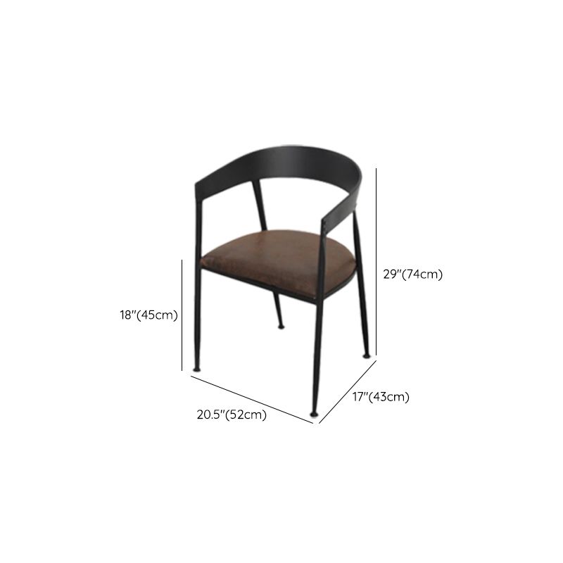 Solid Wood Dining Chairs Slat Back Arm Chair with Metal Base