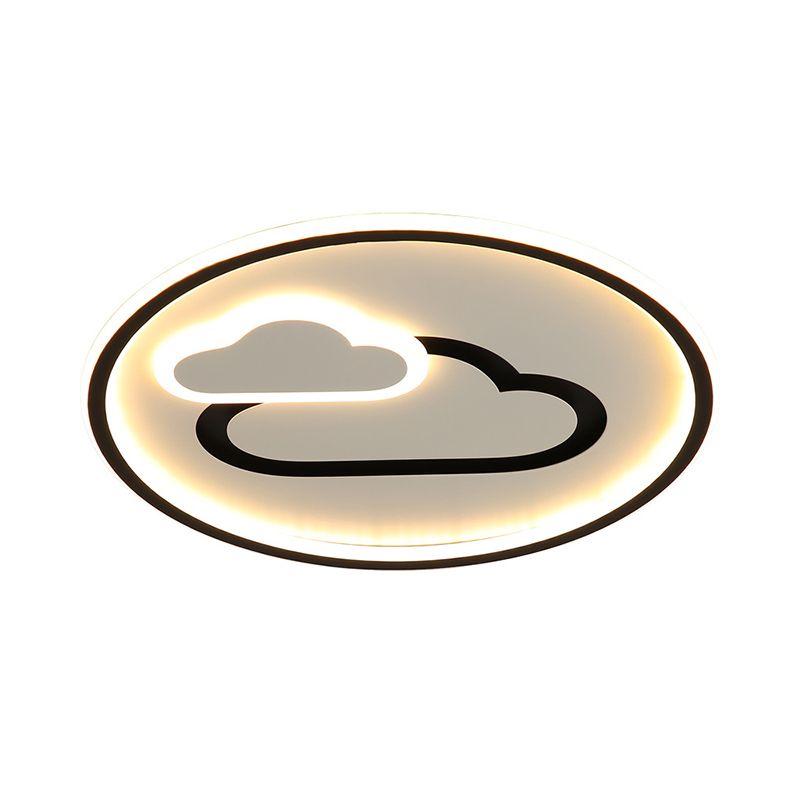 Kids Style Cloud Flush Mount Light Acrylic 16"/19.5" Wide Nursery Ultra-Thin Circle LED Ceiling Lighting in Pink/Blue/Black